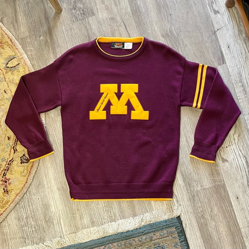 Vintage Minnesota Gophers Alumni Spirit Squad Letterman Varsity Patch Sweater - Picture 7 of 14